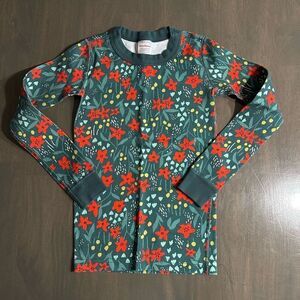 Hanna Andersson size 6-7 Poinsettia Patch Long John Pajama TOP ONLY